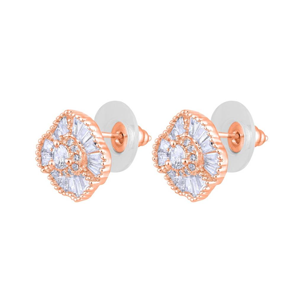 American Diamond Studded Floral Stud Earrings-30392 : EAR-JS25-30395