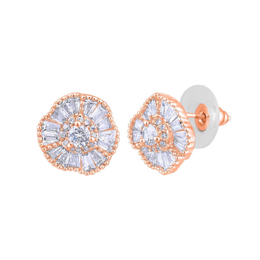 American Diamond Studded Floral Stud Earrings-30392 : EAR-JS25-30395
