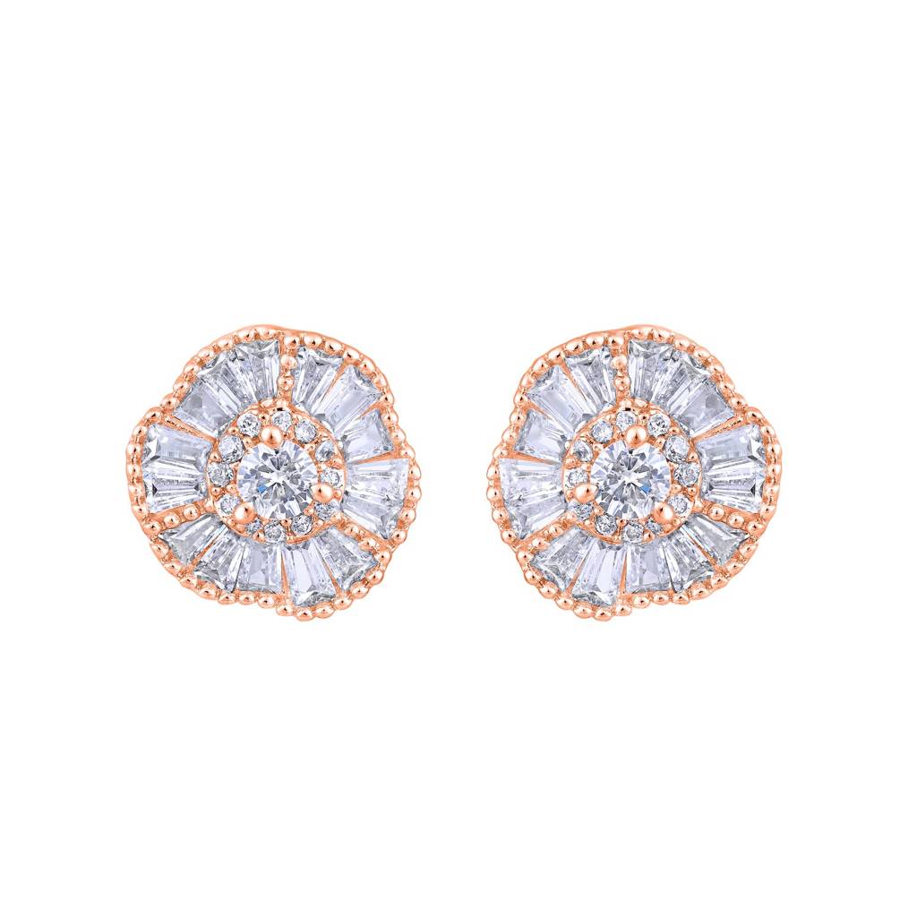 American Diamond Studded Floral Stud Earrings-30392 : EAR-JS25-30395