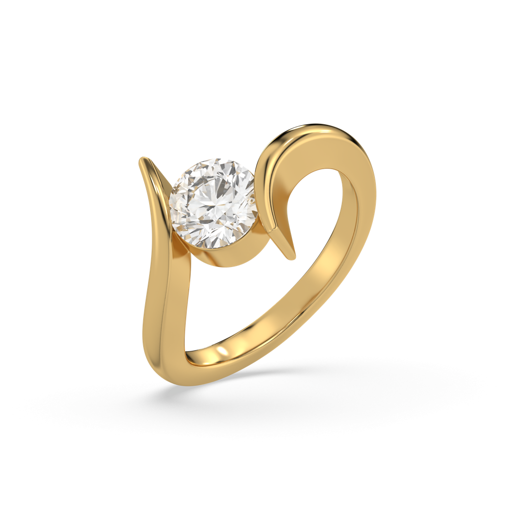 Curved Elegance - Lab Diamond Solitaire Ring : LLRG0159