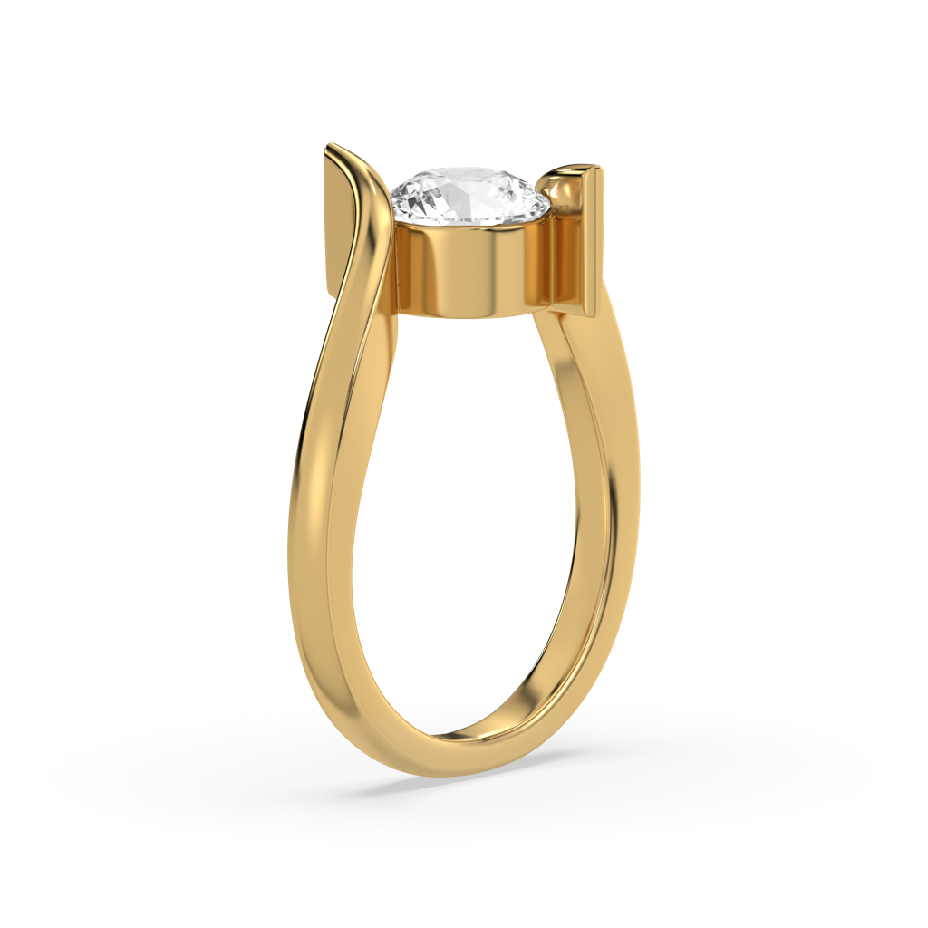 Curved Elegance - Lab Diamond Solitaire Ring : LLRG0159