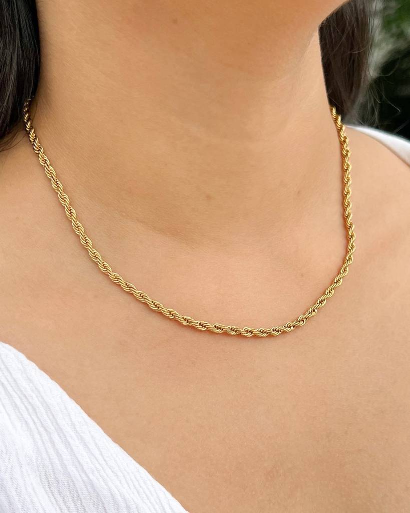 18K Gold Plated 3Mm Rope Chain Necklace : N53