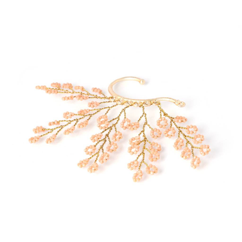 Peach Crystal Gold Plated Ear Cuff No Piercing : EC-137-01PEACH