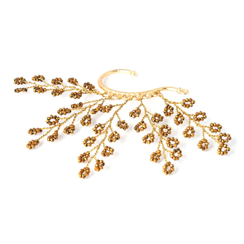 Gold Plated Metallic Crystal Haldi Mehendi Earcuff : EC-139-01GOLD