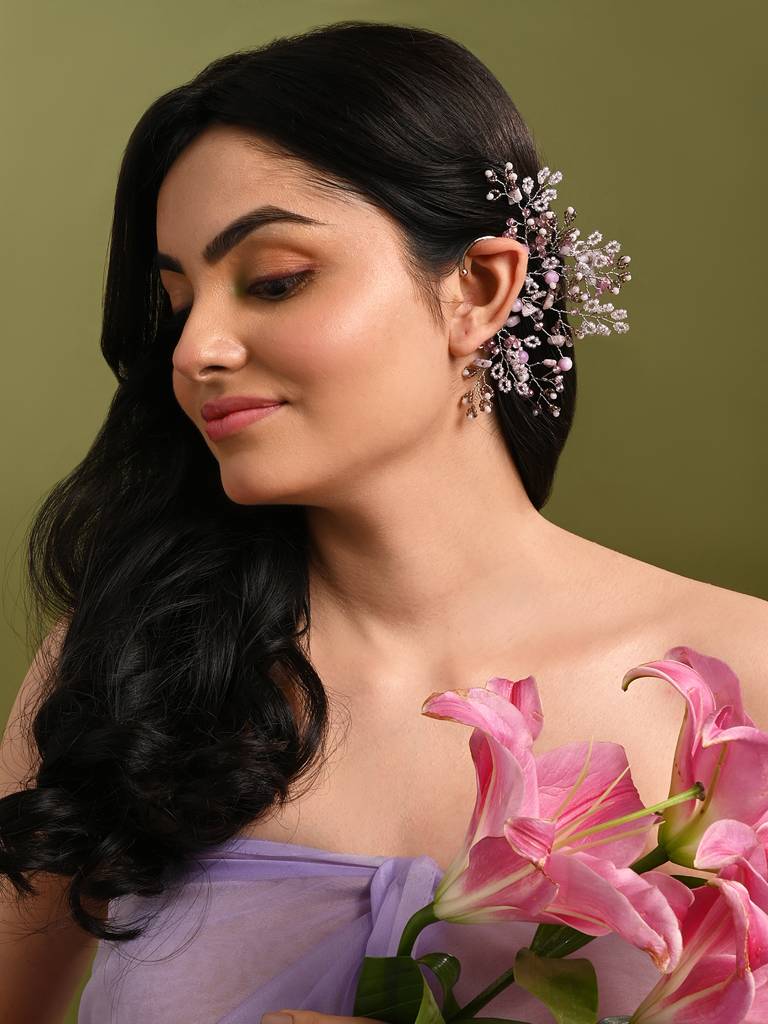 Gold Plated Pink Purple Earcuff For Women : EC-144-01LILAC