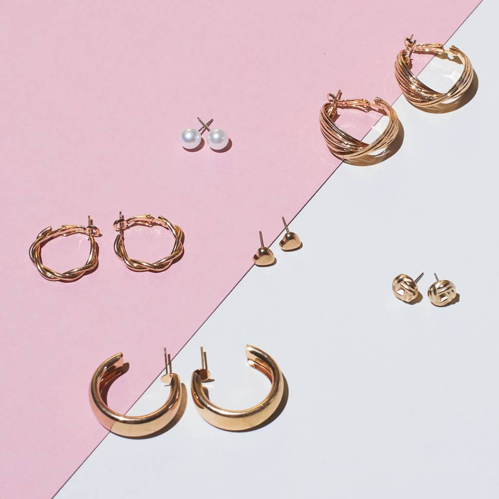 Set Of 6 All Occasion Golden Hoops : EC62229
