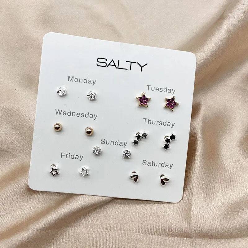 Starry Weekly 7 Stud Earrings Set : EC70122