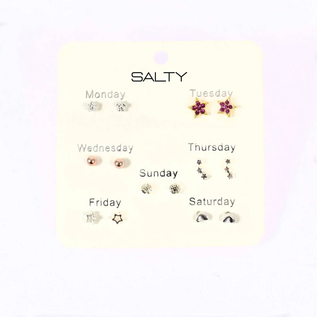 Starry Weekly 7 Stud Earrings Set : EC70122