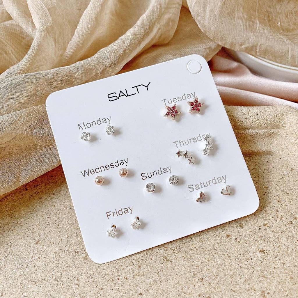 Starry Weekly 7 Stud Earrings Set : EC70122