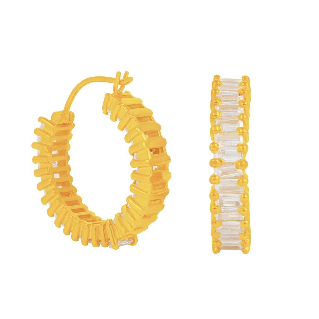 White Baguette Hoops : EG0015
