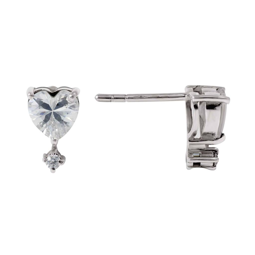 Solitaire Heart Studs : EG0019