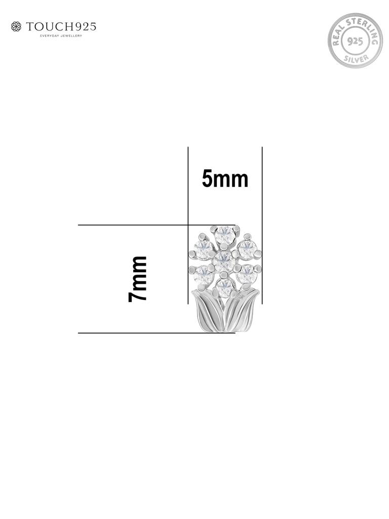 Chaand Phool Silver Nose Pin : EGNP3339