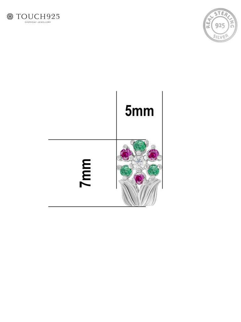 Chaand Phool Silver Nose Pin : EGNP3417
