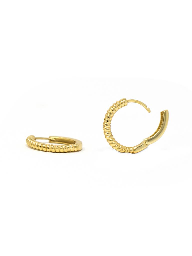 Mannash Twisting Glam Gold Plated Sterling Silver Hoop Earrings : MPYEH610D1461