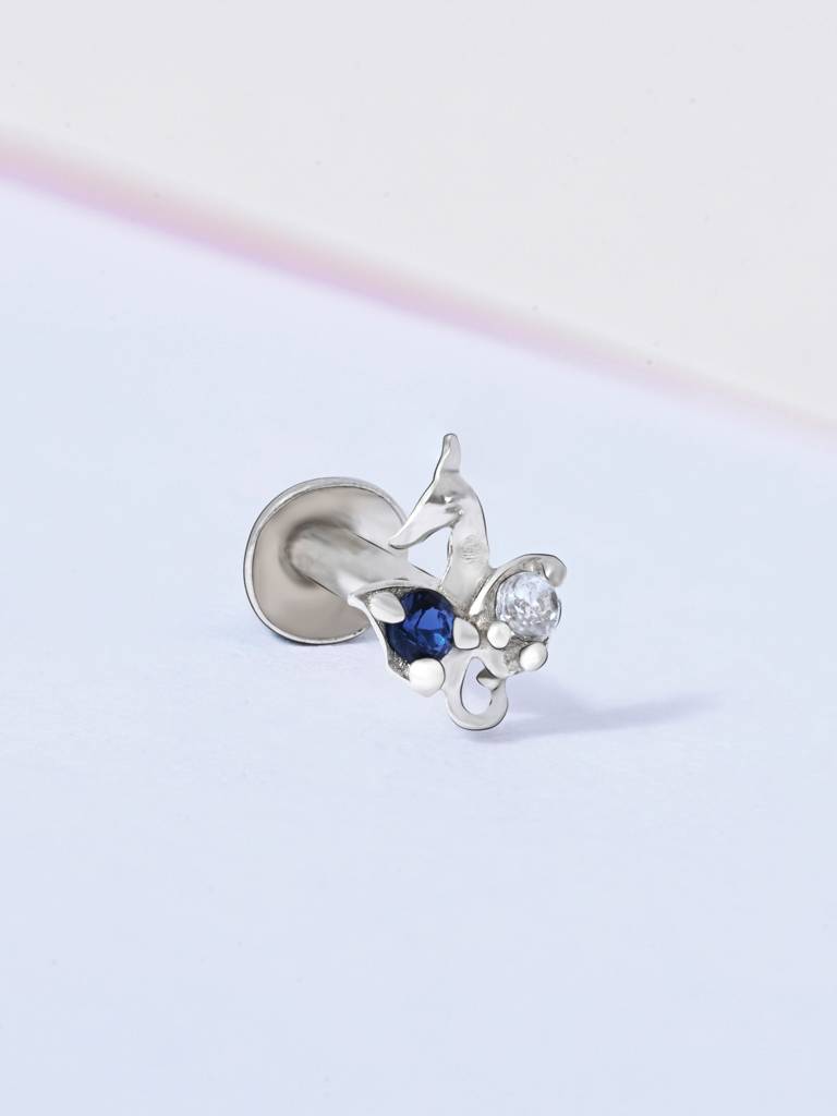 Peacock Charm Silver Nose Pin : EINP3571