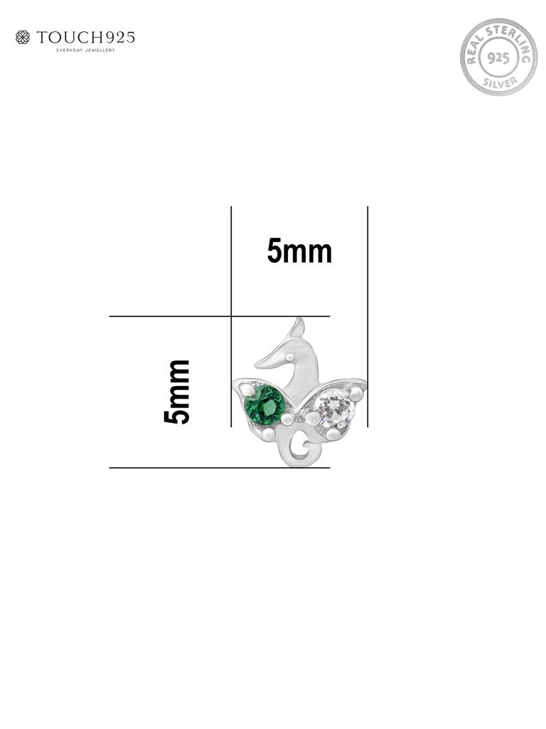 Peacock Charm Silver Nose Pin : EINP3574