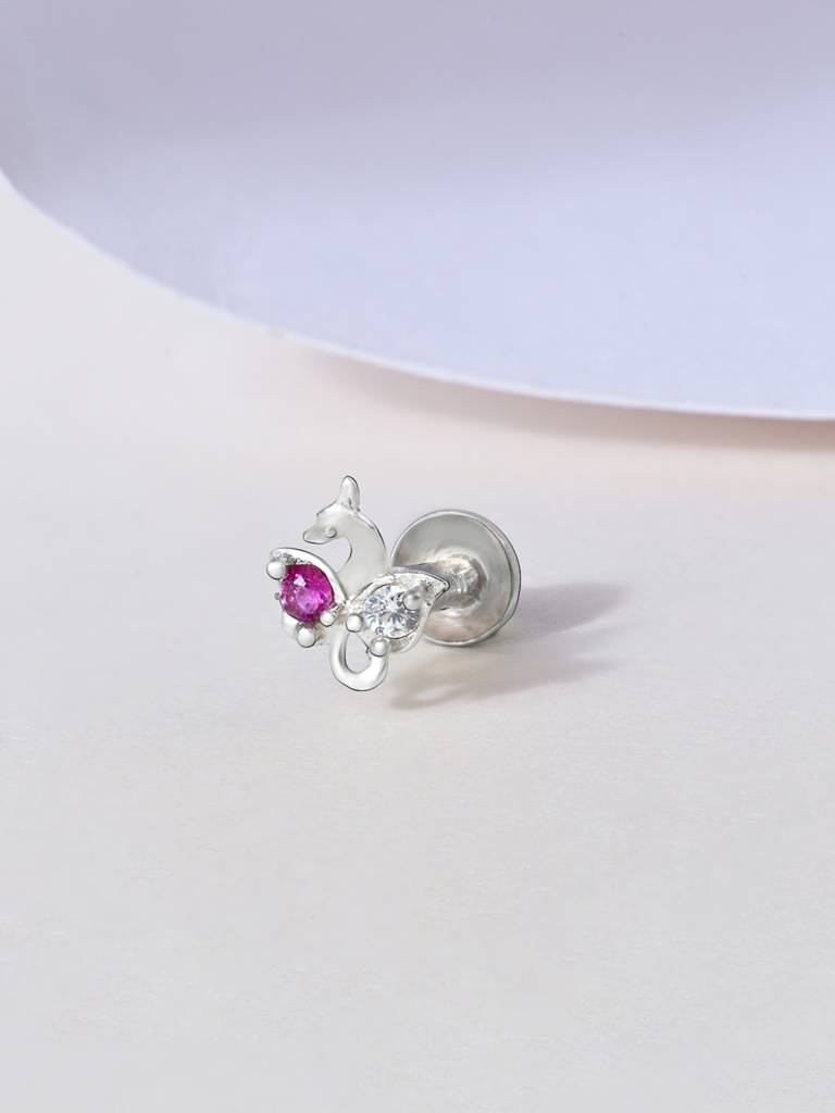 Peacock Charm Silver Nose Pin : EINP3580