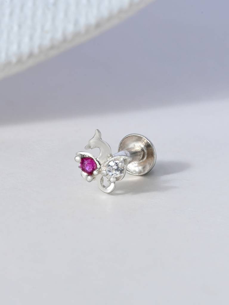 Peacock Charm Silver Nose Pin : EINP3580