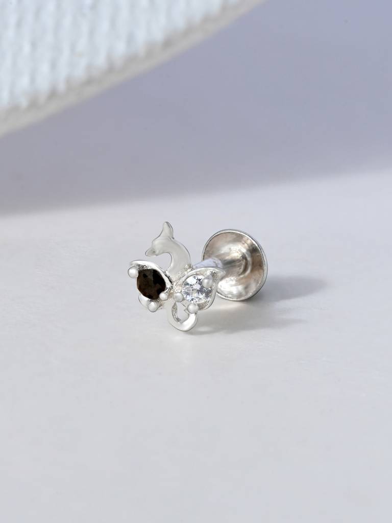 Peacock Charm Silver Nose Pin : EINP3583