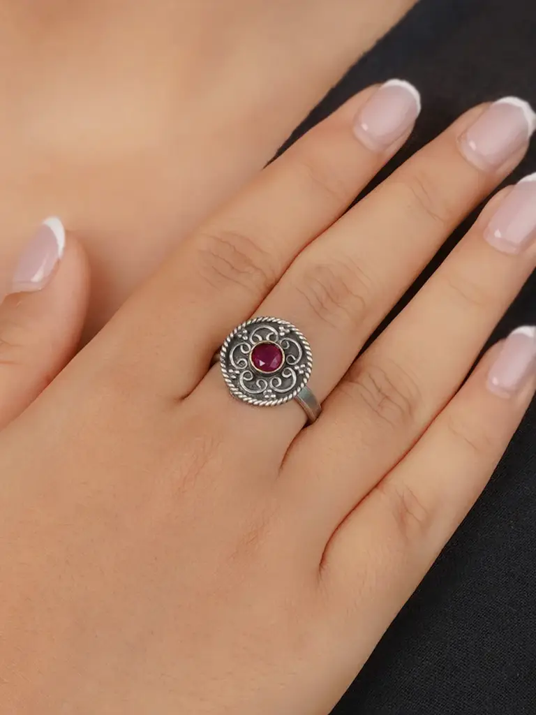 Pink Color Tribal Ring - Ek-Sfrng149P : EK-SFRNG149P