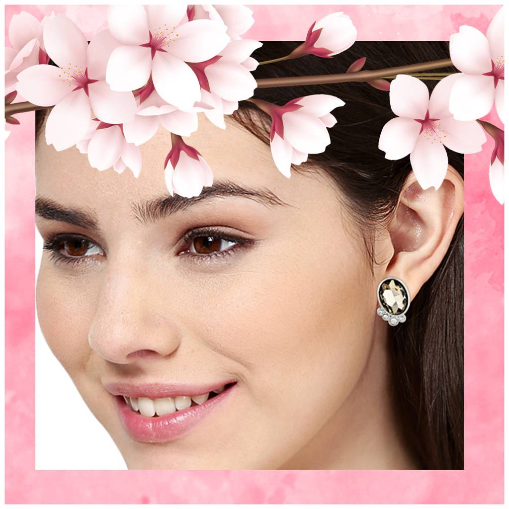 Estele Rose Gold Plated Dazzling Stud Earrings For Women : 653706ER