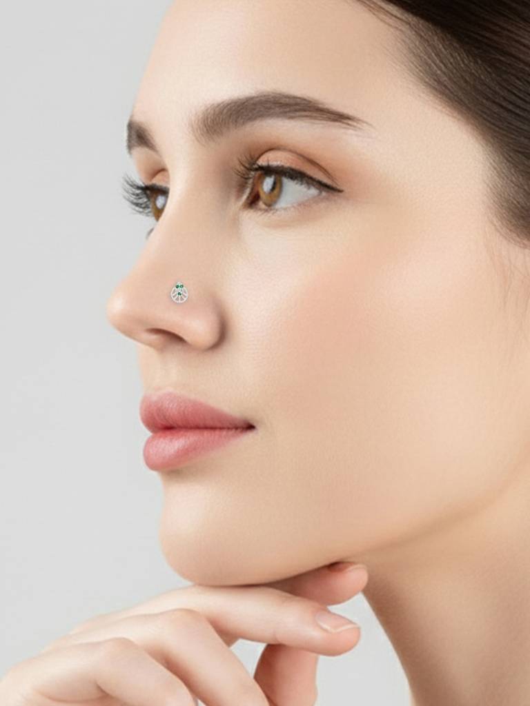 Crest Cluster Silver Nose Pin : ELNP3833