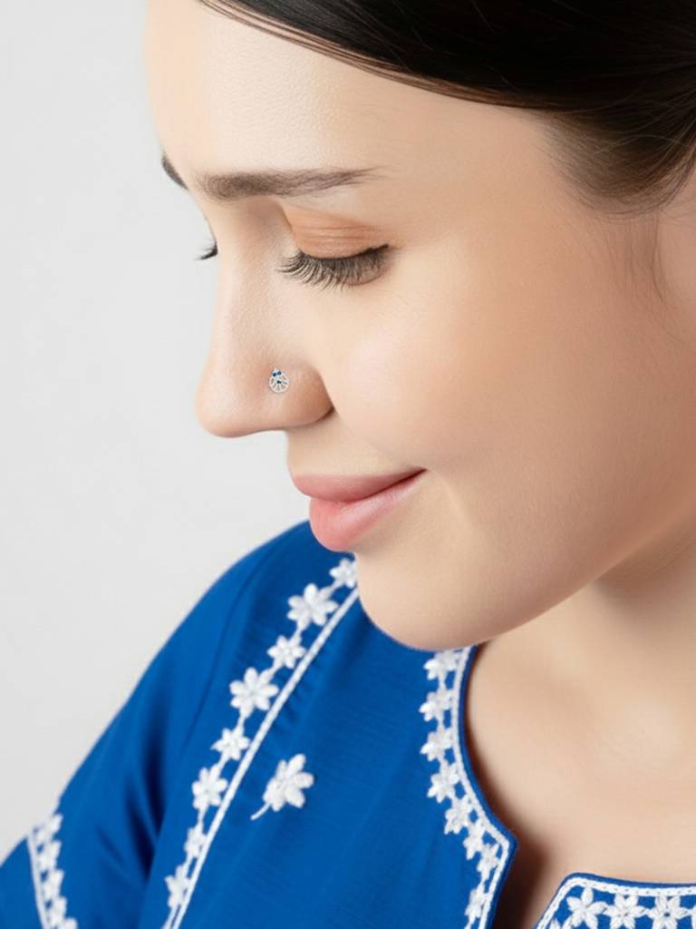 Crest Cluster Silver Nose Pin : ELNP3852