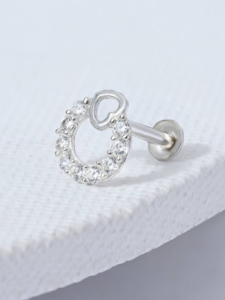 Heart Loop Cz Silver Nose Pin : EMNP3871