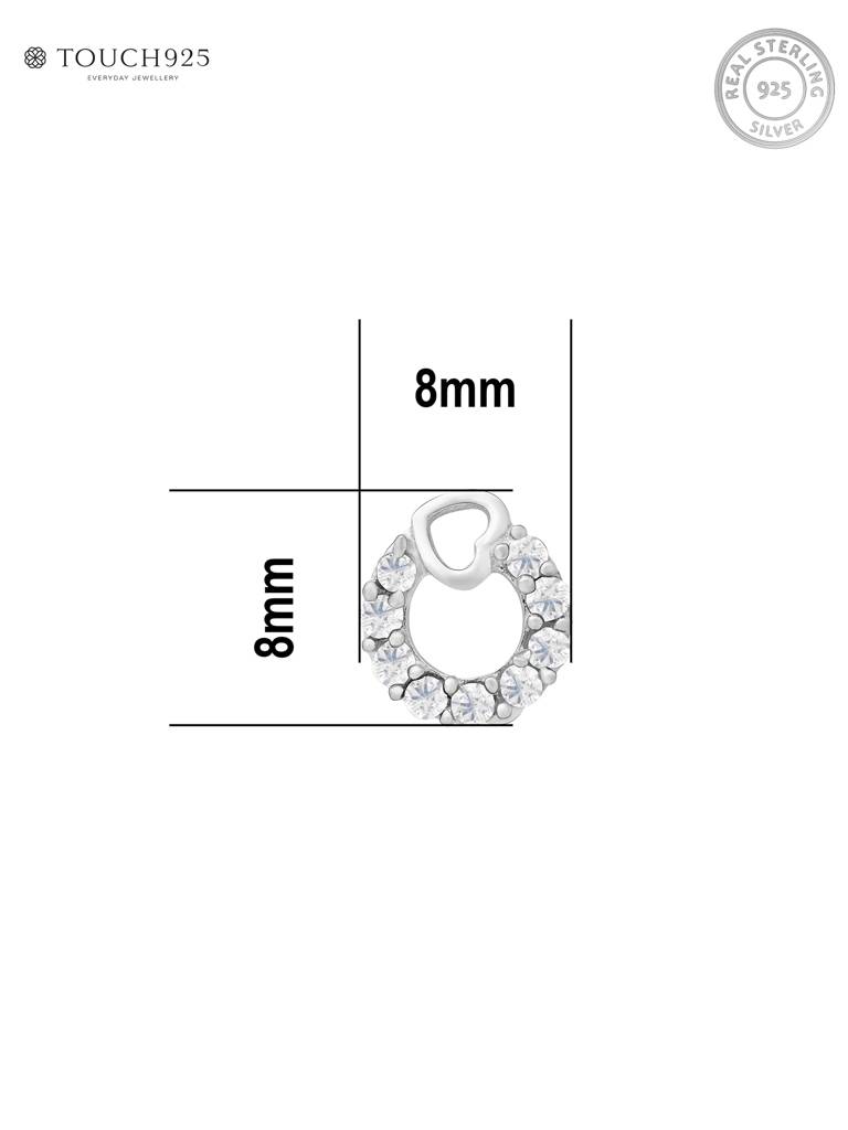 Heart Loop Cz Silver Nose Pin : EMNP3871