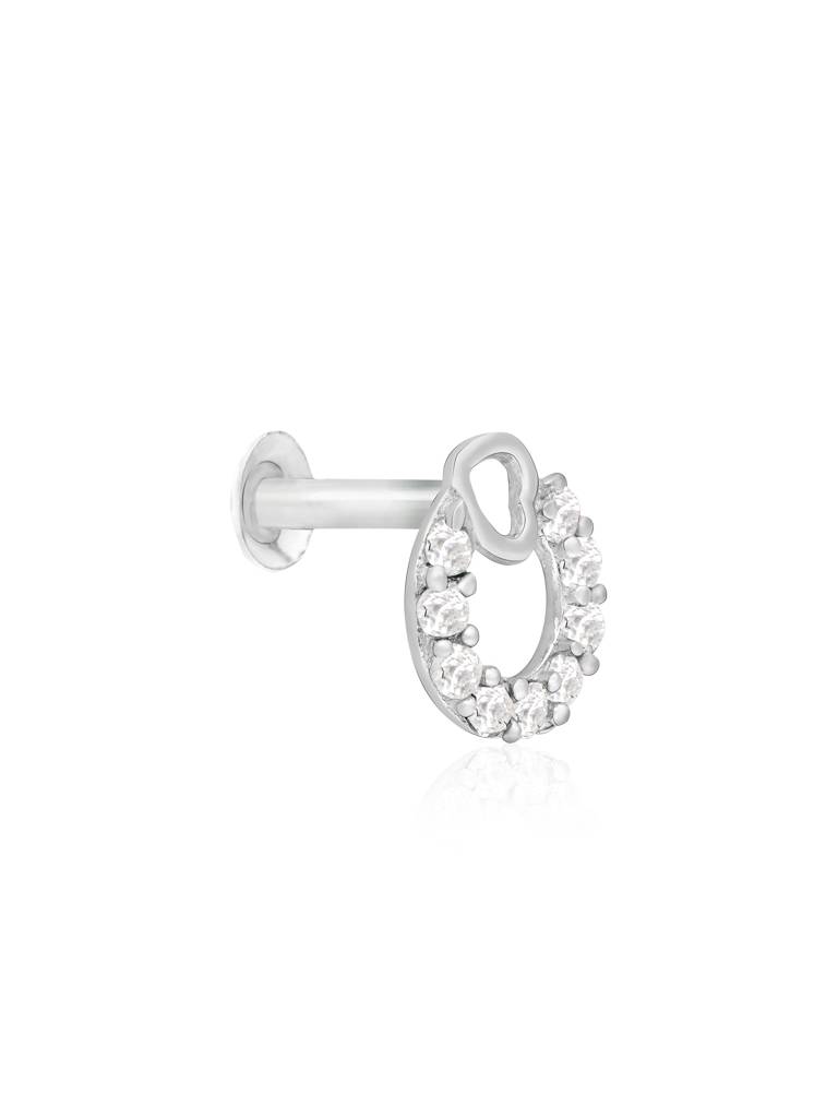 Heart Loop Cz Silver Nose Pin : EMNP3871