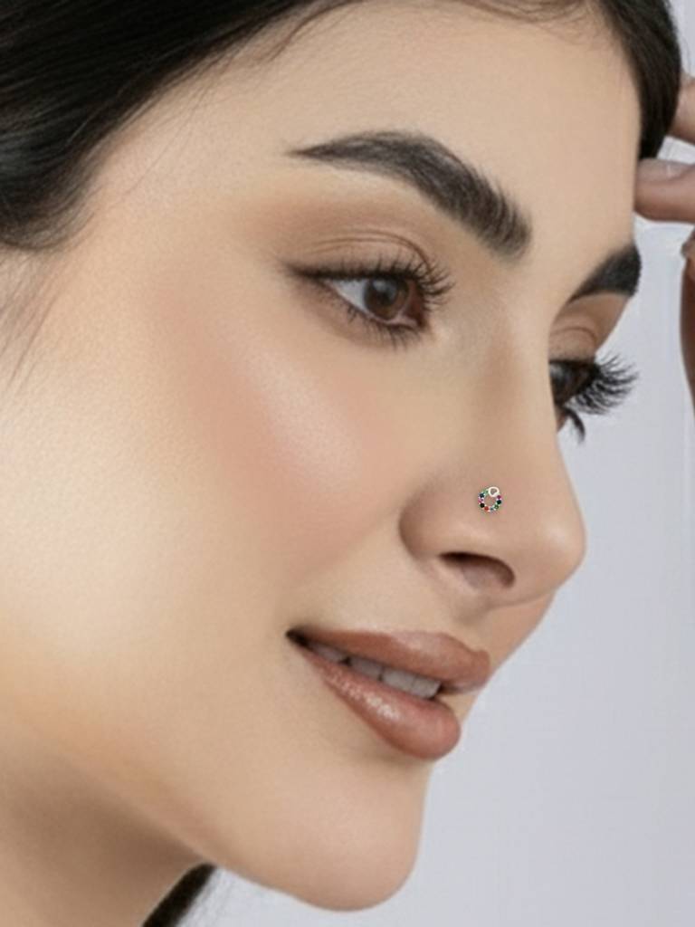 Heart Loop Cz Silver Nose Pin : EMNP3930