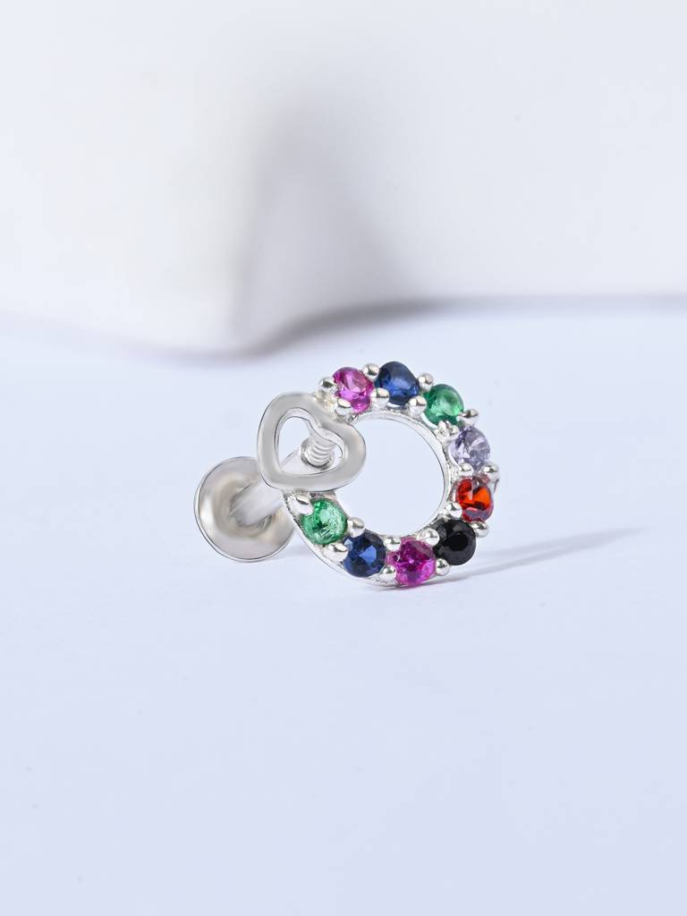 Heart Loop Cz Silver Nose Pin : EMNP3930