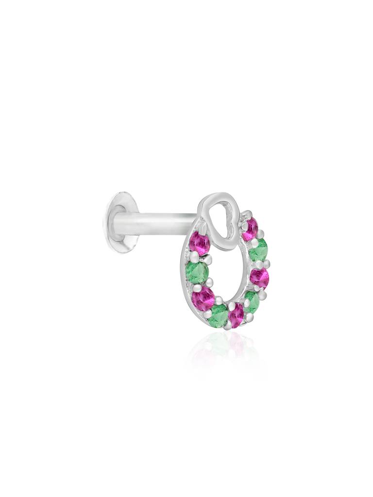 Heart Loop Cz Silver Nose Pin : EMNP3949
