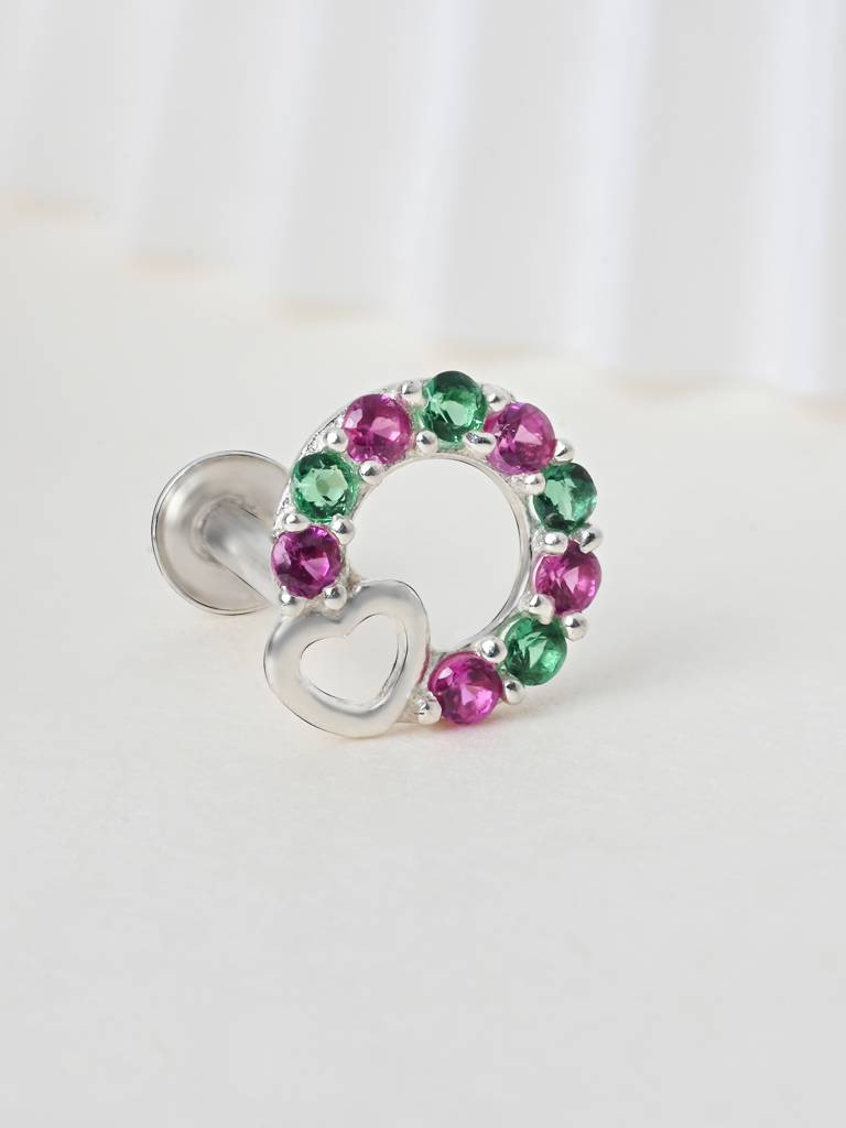 Heart Loop Cz Silver Nose Pin : EMNP3949