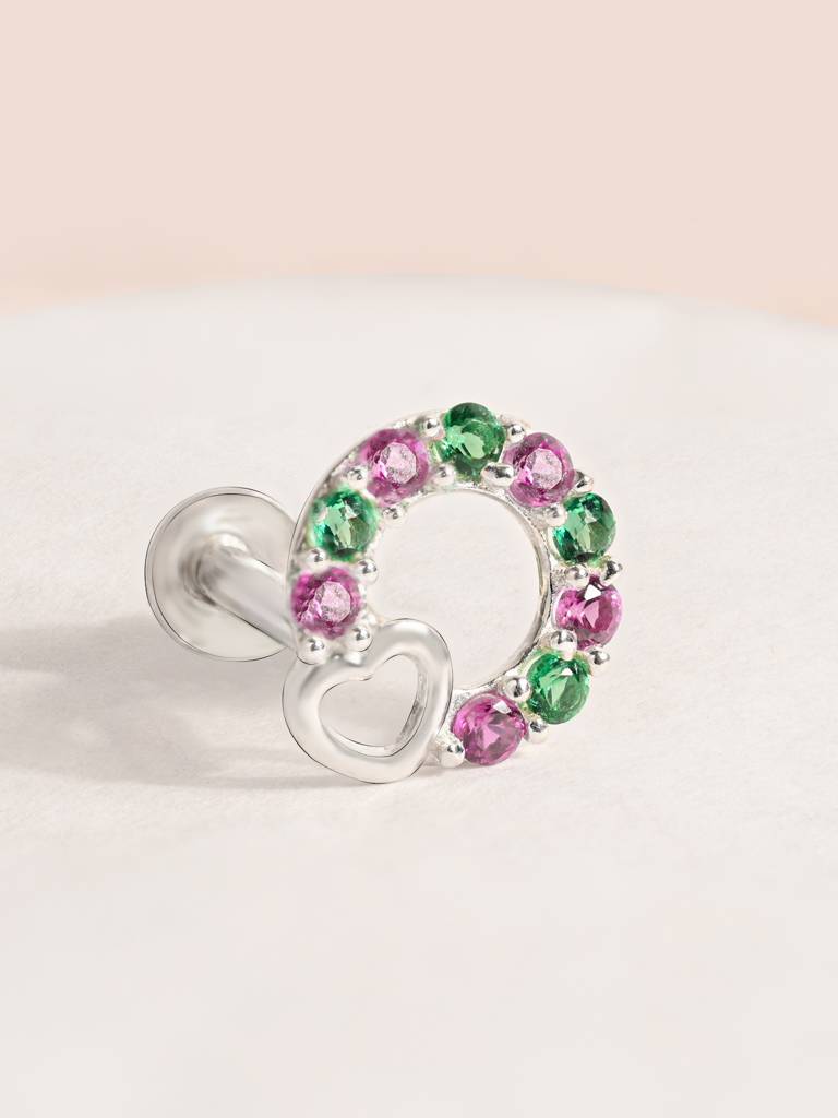 Heart Loop Cz Silver Nose Pin : EMNP3949