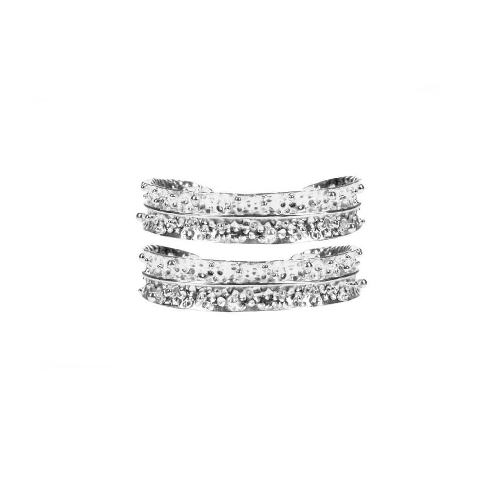 Dira Bangle Morning Dew Silver Tone - Set Of 2