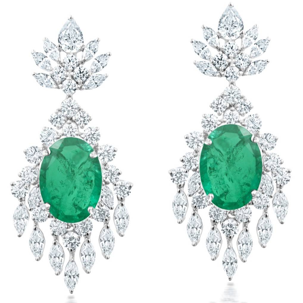 Cocktail Earrings In White Zirconia With Oval Shape : ER-2210-0002