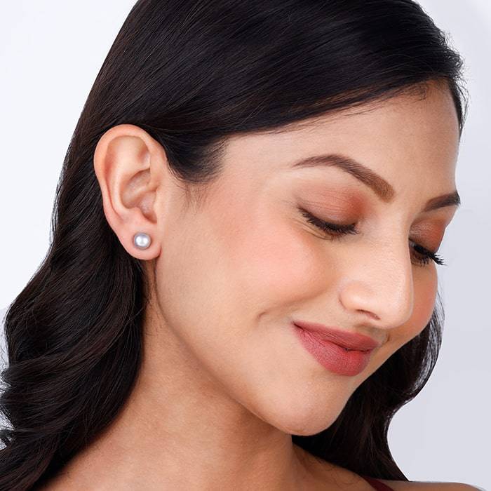 Silver Grey Pearl Earrings : ER002