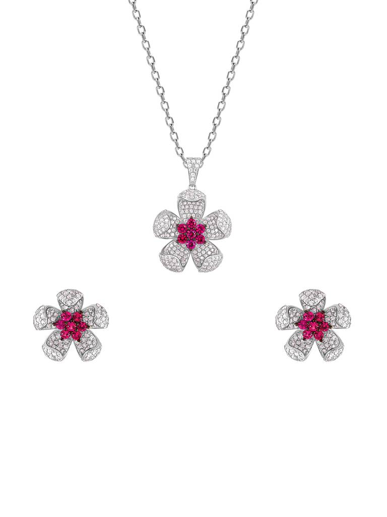 GIVA 925 Sterling Silver Curved Flower Set