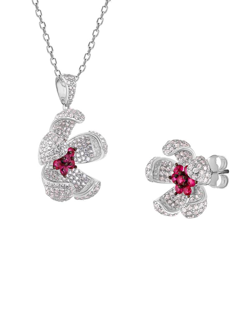 GIVA 925 Sterling Silver Curved Flower Set
