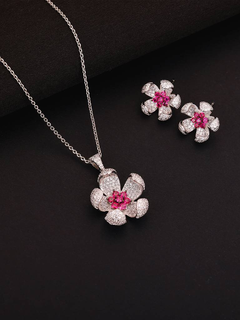 GIVA 925 Sterling Silver Curved Flower Set