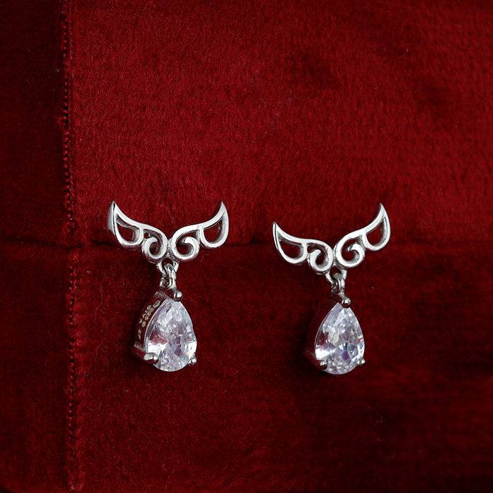 Silver Zircon Drop Earrings : ER01116