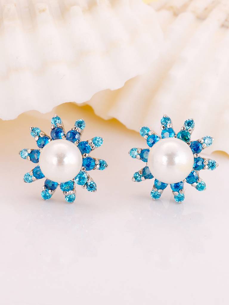 GIVA 925 Sterling Silver Precious Pearls Stud Earrings