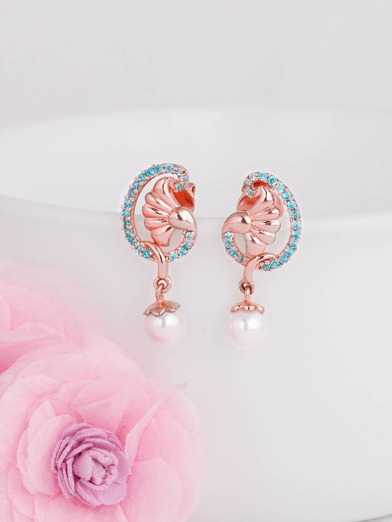 GIVA 925 Sterling Silver Rose Gold Shell Stud Earrings