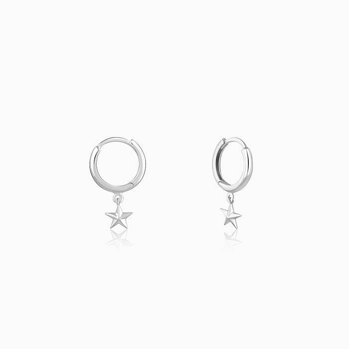 Silver Hanging Star Hoop Earring : ER01167