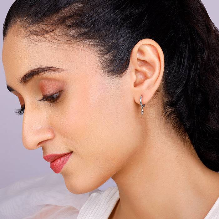 Silver Hanging Star Hoop Earring : ER01167