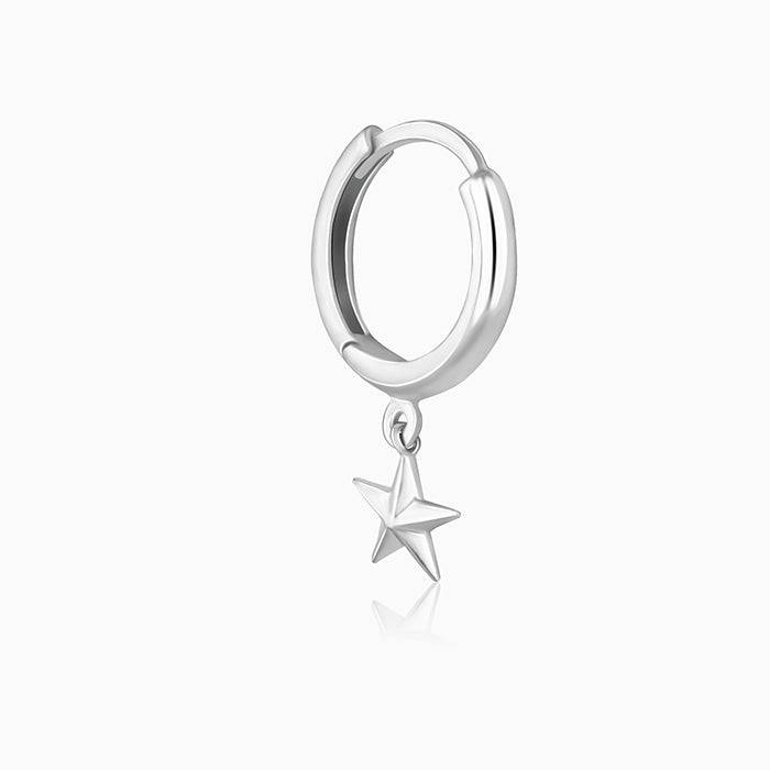 Silver Hanging Star Hoop Earring : ER01167