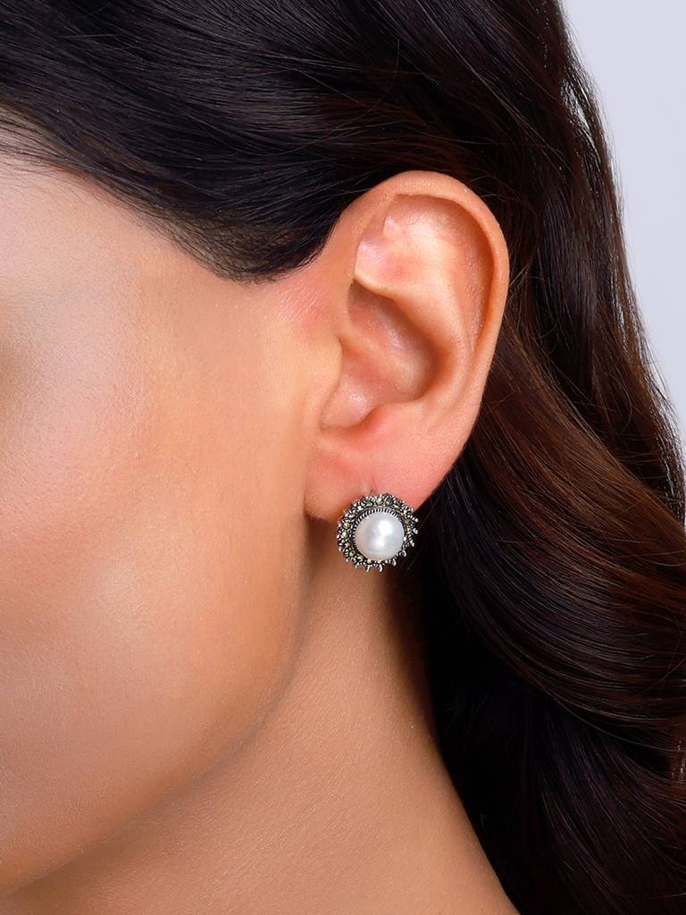 Oxidised Silver Perle Earrings : ER01171