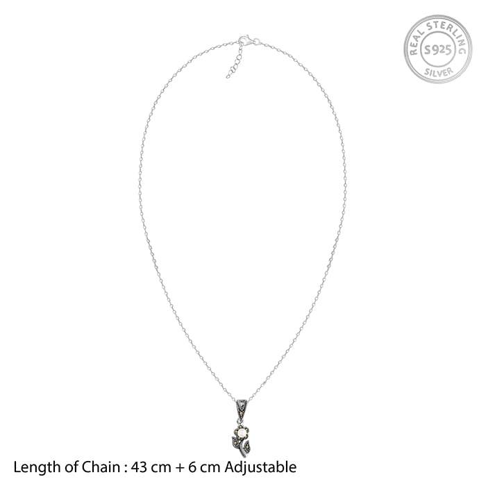 Giva 925 Oxidised Silver Pearl Fleur Set|Gifts For Women And Girls | With Certificate Of Authenticit : ER01177PD01192