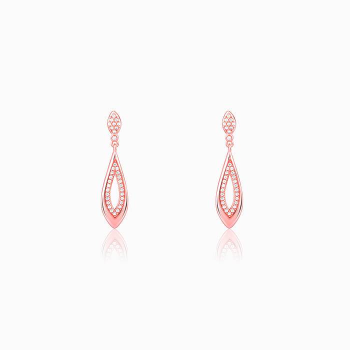 Rose Gold Halo Drop Earrings : ER0117
